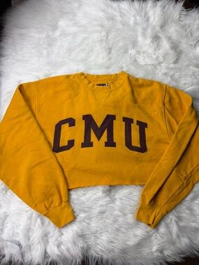 CMU Cropped Yellow Crewneck Sweatshirt